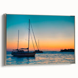 Landscape art painting of the Florida Keys on a framed canvas, featuring silver frame and vibrant colors.