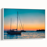 Framed canvas vintage poster art of Florida Keys with colorful imagery on a white background.