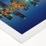 Art deco poster of Miami skyline in pastel shades on rolled canvas, suitable for dining room wall art.