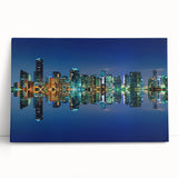 Black and white photograph of Miami skyline on stretched canvas, suitable as large kitchen or bedroom wall art.
