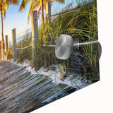 Large abstract wall art depicting Palm Beach with mid-century modernist style in vibrant colors on acrylic glass.