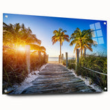 Acrylic print of a serene Palm Beach scene in soft pastel shades, suitable for bedroom or dining room decor.