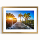 Extra large framed wall art featuring an abstract depiction of Palm Beach with textured gold and blue tones.