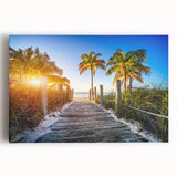 Black and white photograph of Palm Beach on stretched canvas, suitable as large kitchen wall art.
