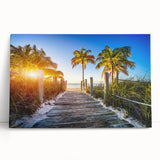 Black and white photograph of Palm Beach on stretched canvas, ideal for kitchen wall art or bedroom decor.