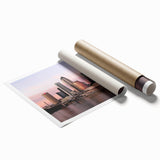 Rolled print of Tampa scenery with floral accents in soft pastel shades, ideal for large bathroom or living room walls.