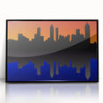 Large abstract wall art depicting the Atlanta skyline in muted colors on a black framed acrylic.