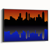 Black and white framed canvas of Atlanta skyline, ideal for bedroom wall art.