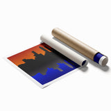 Atlanta skyline with floral embellishments in soft pastels on rolled canvas, ideal for classy bathroom wall art.