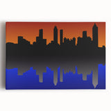 Black and white stretched canvas of the Atlanta skyline, ideal for kitchen wall art.