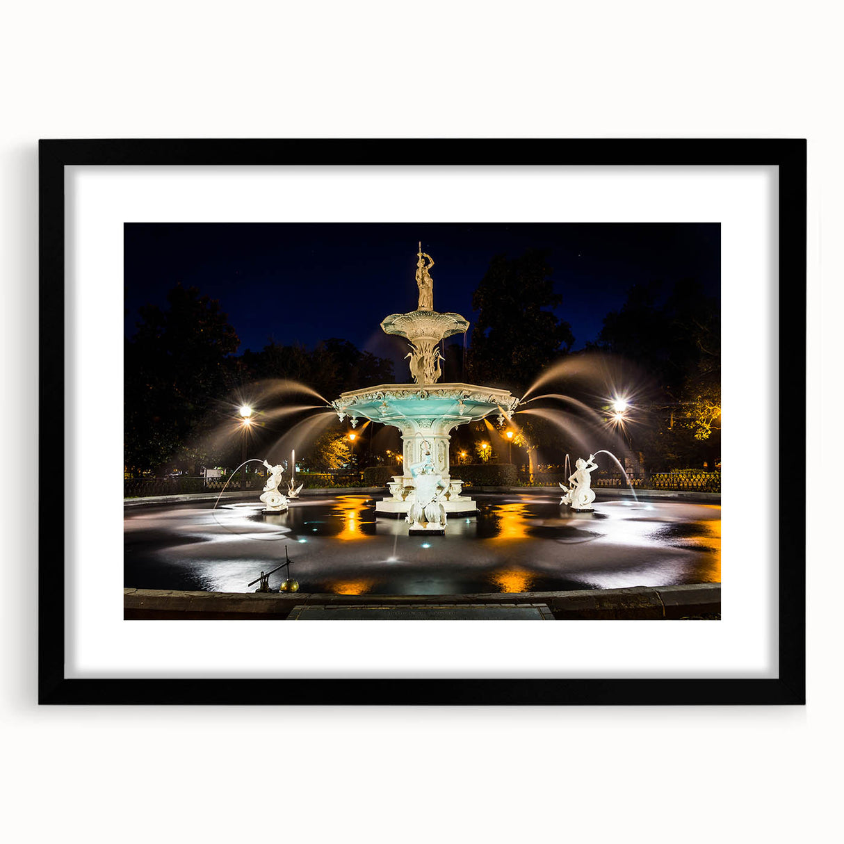 Extra large abstract art print of colorful Savannah scenery on textured canvas, framed in black, ideal for living room decor.