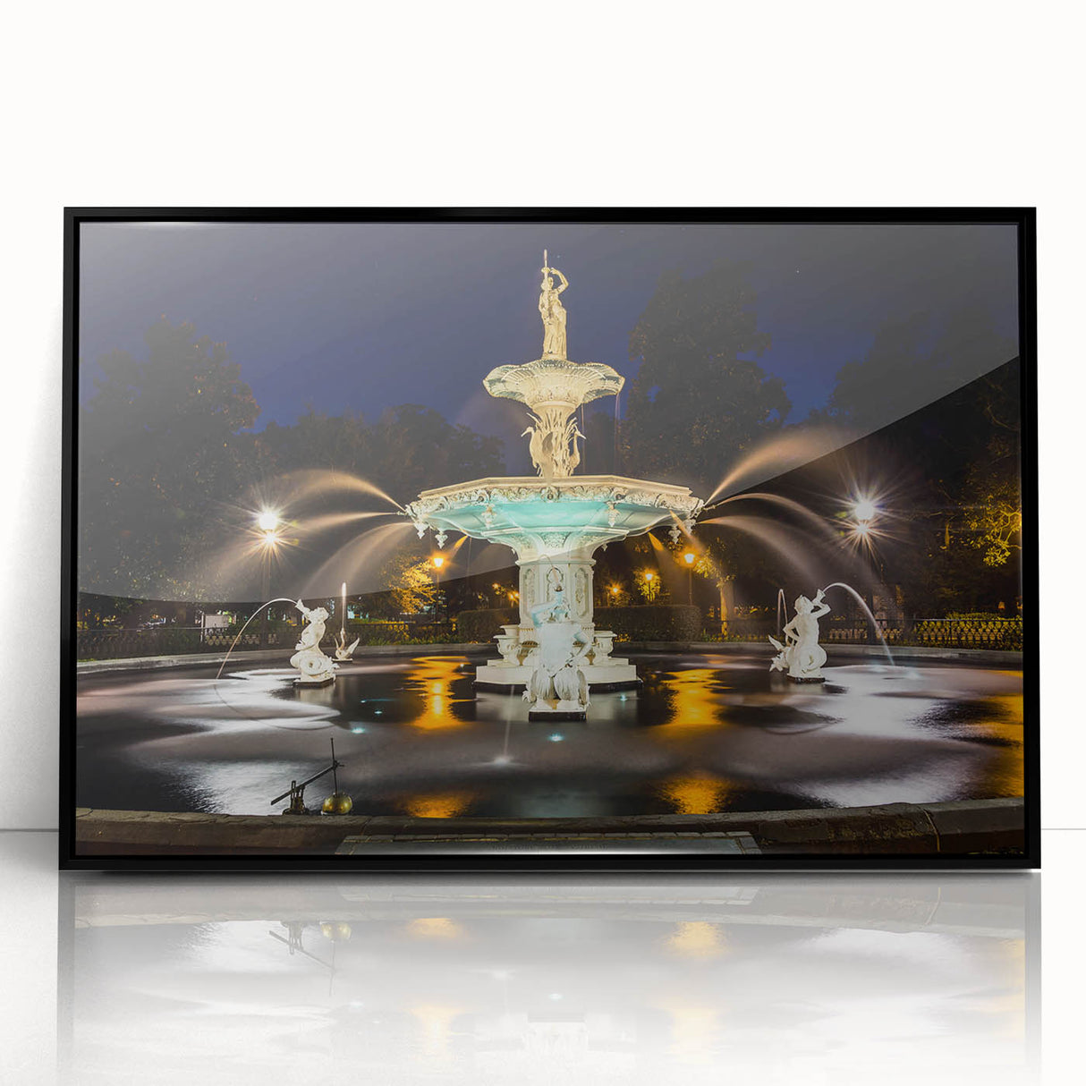 Large abstract wall art depicting Savannah, Georgia's scenery in muted earth tones on a framed acrylic print.