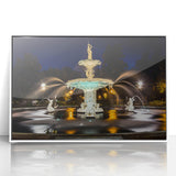 Framed acrylic print of Savannah, Georgia scenery in muted earth tones, ideal for nursery wall art.