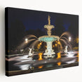 Savannah, Georgia cityscape on stretched canvas with vibrant green and blue tones, suitable for kitchen wall art.