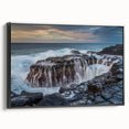 Black and white framed canvas of a Kauai landscape, ideal for bedroom wall art in a vintage poster style.