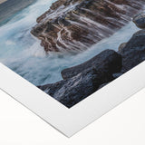 Art deco poster of Kauai landscape in soft pastel shades on rolled canvas, suitable for dining room wall art.