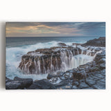 Black and white photograph of Kauai landscape on stretched canvas, suitable as large kitchen art.