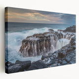 Lush Hawaiian landscape on large stretched canvas, displaying vibrant greens and blues, suitable for kitchen wall art.