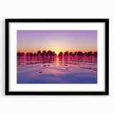 Extra large abstract art print of Maui scenery in vibrant colors on a textured canvas, framed in black.