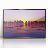 Large acrylic print of a Maui landscape with vibrant green and blue tones in a mid-century modernist style.