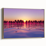 Framed canvas wall art depicting a vintage-style Maui landscape with muted gold and black tones, ideal for bedroom decor.