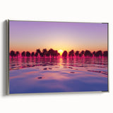 Landscape art painting of a Hawaiian scenery on a silver-framed canvas.
