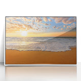 Acrylic print of Oahu, Hawaii landscape in art deco style, with pastel color palette, ideal for nursery wall art.