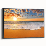 Black and white framed canvas of Oahu landscape, ideal for bedroom wall art in vintage poster style.