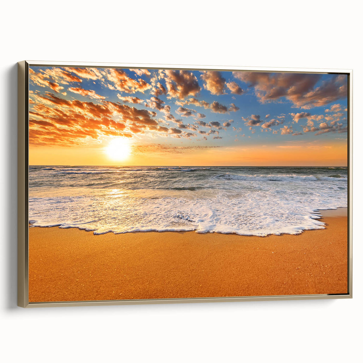 Framed canvas depicting a vintage-style landscape of Oahu, Hawaii in muted gold and black tones, ideal for bedroom wall art.
