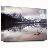 Large abstract wall art print of Idaho scenery on acrylic glass, with muted earth tones.