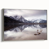 Landscape art painting of an Idaho scenery on framed canvas, featuring muted earth tones, ideal for living room decor.