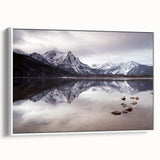 Vintage poster art of Idaho scenery on extra large framed canvas, featuring colorful art against a black background.