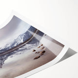 Extra large rolled print featuring line art flowers in monochrome, ideal for large living room wall art.