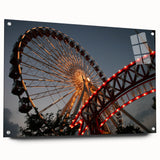 Acrylic print of Chicago skyline in muted blue and gray tones, suitable for dining room decor.