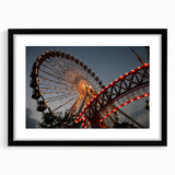 Extra large framed abstract print of Chicago skyline in colorful, textured brush strokes, ideal for living room decor.