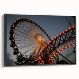 Black and white framed canvas of Chicago skyline with vintage poster art, ideal for bedroom wall decor.