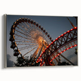 Framed canvas landscape art painting featuring a colorful Chicago skyline.