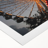 Art deco poster of Chicago skyline in muted metallic colors on rolled canvas, suitable for dining room decor.