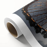 Art Deco poster of Chicago skyline in monochrome shades on rolled canvas, suitable for nursery wall art or dining room.