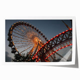 Rolled print of Chicago skyline featuring muted blue and gray tones, ideal for dining room wall art.