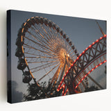 Chicago skyline depicted in muted blue tones on a large stretched canvas, suitable for kitchen wall art.