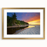 Extra large abstract art print of Lake Michigan, featuring textured blue and gray tones on a framed canvas.