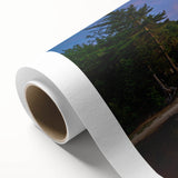 Art Deco poster of Lake Michigan with soft blue and gray tones on rolled canvas, ideal for nursery wall art.