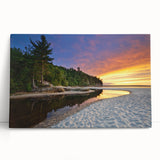 Black and white photo of Lake Michigan, stretched canvas, ideal for kitchen wall art or bedroom.