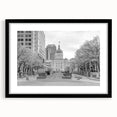 Abstract art print of Indianapolis skyline in vibrant colors on a textured, extra large canvas, ideal for living room decor.