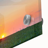 Large abstract wall art depicting Indiana scenery in mid-century modernist style on acrylic glass.