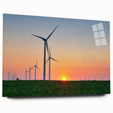 Large abstract wall art depicting a serene Indiana landscape in muted green and blue tones.