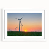 Abstract art print of Indiana scenery in muted earth tones on a framed white mat, ideal for dining room decor.