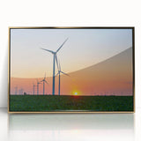 Mid-century modernist style depiction of Indiana scenery in muted earth tones, acrylic print framed in gold.