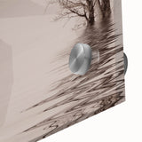 Large abstract wall art of Iowa scenery in muted earth tones on acrylic glass, ideal for dining room ambiance.